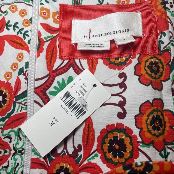 NEW! Anthropologie- The Cecily Sweetheart Dress Women’s Size M Orange Motif - Picture 10 of 11